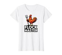 Backyard Chicken Farmer Flock Master Rooster Pitchfork T-Shirt Graphique avec Valeur, Femme, Blanc, XL