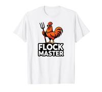 Backyard Chicken Farmer Flock Master Rooster Pitchfork T-Shirt Graphique avec Valeur, Homme, Blanc, M