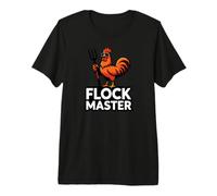 Backyard Chicken Farmer Flock Master Rooster Pitchfork T-Shirt Haut de Gamme