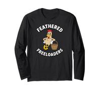 Backyard Chicken Feathered Freeloaders Retro Cartoon Hen Manche Longue