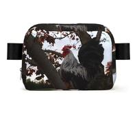 Backyard Chickens Sac banane carré tendance avec impression, tissu sergé résistant à l'eau, sac de poitrine ou sac ceinture, sangle réglable 65-120 cm pour homme et femme
