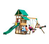 Backyard Discovery Belmont Aire de jeux en bois |Maisonnette Extérieur avec balançoire, toboggan, bac à sable, table de pique nique