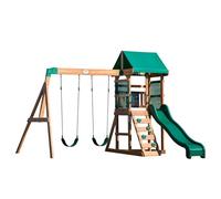 Backyard Discovery Buckley Hill Aire de Jeux en Bois | Maisonnette Extérieur avec balançoire/Toboggan/bac de Sable/échelle