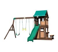 Backyard Discovery Lakewood, Aire de Jeux en Bois | Portique Balançoire avec Trapèze, Toboggan et Balançoire, Bac à Sable | Cabane Exterieur pour Enfant, Jeux Exterieur, +3 ans