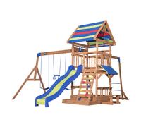 Backyard Discovery – Aire de jeux Northbrook – Balançoires, toboggan, bac à sable, mur d'escalade