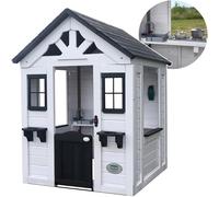 Backyard Discovery Sweetwater Maisonnette en Bois, Blanche/Noire | Cabane de Jardin pour Enfants/avec Cuisine, Accessoires et Fenêtres - 117 x 107 x 140 cm / 2 à 10 Ans.