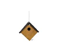 Backyard Expressions Nichoir à oiseaux en bois à suspendre avec corde - Maison de nidification extérieure avec entrée de protection des prédateurs de 2,8 cm, design de toit rustique, 21,6 x 17,1 x