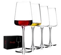 BACLIFE Lot de 4 verres à vin rouge soufflés à la main - Verres à vin en cristal de qualité supérieure avec longue tige, 540 ml - Cadeau unique pour mariage, anniversaire, anniversaire de mariage