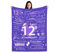 Bacmaxom 12e Anniversaire Couvertures pour Filles Cadeaux d'anniversaire pour Les Filles de 12 Ans Fille Sœur Petite-Fille Nièce Cousine Meilleure Amie Idées de Cadeaux d'anniversaire(12-Elle)