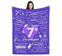 Bacmaxom 7ème Anniversaire Couvertures Plaids pour Filles Joyeux Anniversaire Cadeaux pour Filles de 7 Ans Fille Sœur Petite-Fille Nièce Cousine Amies Idées Cadeaux d'anniversaire (7-Elle)