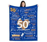 Bacmaxom Couvertures pour 50 Ans Plaids pour Hommes Cadeaux d'anniversaire pour Les Hommes de 50 Ans Papa Oncle Frère Petit ami Mari Collègues Cousin Amis Idées de Cadeaux d'anniversaire (50-Lui)