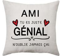 Bacmaxom Tu ES Juste Génial Housse de Coussin pour Hommes Garçons Cadeau d'amitié Cadeau d'inspiration pour Les Amis Anniversaire de Fin d'études Cadeau de Noël (ami)
