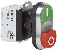 BACO BAL61QB21A L61QB21A Bouton-poussoir à double touche collerette plastique, chromé vert, rouge