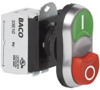 BACO BAL61QB21A L61QB21A Bouton-poussoir à double touche collerette plastique, chromé vert, rouge