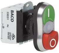 BACO BAL61QK21L L61QK21L Bouton-poussoir à double touche collerette plastique, chromé vert, rouge