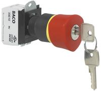 BACO L22GR01B Interrupteur d'arrêt d'urgence anneau avant en plastique noir avec indicateur d'état 600 V 10 A IP69K 1 pièce