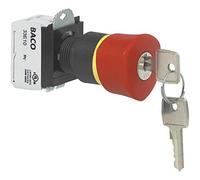 BACO L22GR01B Interrupteur d'arrêt d'urgence anneau avant en plastique noir avec indicateur d'état 600 V 10 A IP69K 1 pièce