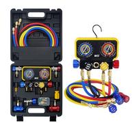 BACOENG AC R1234YF Kit de recharge de réfrigérant 4 voies R1234yf pour voiture, ensemble de jauge de collecteur AC R134A avec tuyaux de 1,5 m pour le chargement et l'évacuation de la voiture