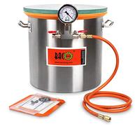 BACOENG Chambre à Vide 19 L, Récipient pour Pompe à Vide Couvercle en Verre Trempé Chambre de Dégazage en Acier Inoxydable 201 Conteneur à Vide pour Stabilisation du Bois Dégazer Résine Silicone