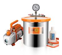 BACOENG Chambre à vide avec pompe en verre trempé de 3 gallons, kit de chambre de dégazage en acier inoxydable pour résine, silicone et époxy