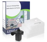 BACOENG Sacs de Rangement sous Vide avec Pompe Electrique, 12 Packs (4 Géants, 4 Grands, 4 Moyens) pour le Voyage et la Maison