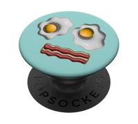 Bacon and Eggs Visage Funny Breakfast Oeufs au Plat Ballon Style Ballon PopSockets PopGrip Adhésif