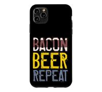 Bacon Beer Repeat Vintage Boire Aliment Gourmand Amateur de Viande Coque pour iPhone 11 Pro Max