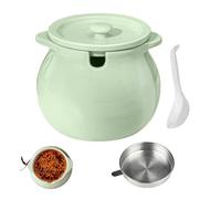 Bacon Grease Container - 50oz Ceramic Fat Storage Canister | Grease Jar with Strainer and Spatula for Kitchen Cooking Baking Holiday Weekend Breakfast Brunch Easy Pouring, 6.3x6.3x5.51 inches