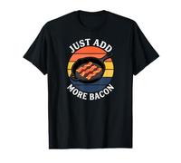Bacon Lover Just Add More Bacon Cast Iron Skillet Retro T-Shirt Graphique avec Valeur