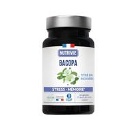 Bacopa Monnier - Hautement dosé 800mg d'extrait - Titré à 20% de Bacosides - Mémoire, Motivation & Gestion du Stress - 60 gélules - Fabriqué en France - Nutrivie