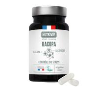NUTRIVIE - Bacopa Monnieri - Mémoire, Motivation & Gestion du Stress - Extrait Concentré à 20% de Bacosides - Cure 1 mois - Sans Additifs - 100% Naturel - 60 Gélules Vegan