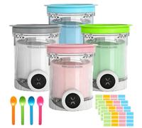 Bacs à Crème Glacée,4 Pièces Récipient Creami pour la Machine à Glace Ninja Creami,Accessoires pour Récipients à Crème,Pintes et Couvercles pour Ninja, pour NinjaNC700/NC701 Accessoire,Sans BPA