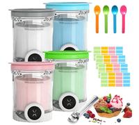Bacs à Crème Glacée,4 Pièces Récipient Creami pour la Machine à Glace Ninja Creami,Récipients de Rechange Compatibles,pour Machine à Crème Glacée Ninja NC700 et NC701,Sans BPA