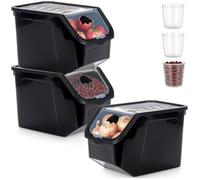 Bacs à fruits et légumes Vilde - Empilables - 34 x 23 x 23 cm - Noir