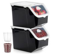 Bacs à fruits et légumes - Vilde - Ventilation réglable - 34 x 23 x 23 cm - Noir et transparent