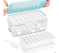 Bacs à glaçon avec Boîte - Moule à Glaçons de 64 Grilles- Sans BPA,Faciles à retirer en une Seconde - Blanc