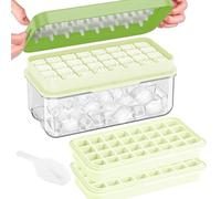 Bacs à glaçon avec couvercle,Moule à Glaçons de 64 Grilles- Sans BPA,bacs à glaçons carrés faciles à retirer en une Seconde(Vert,2 niveaux)