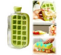 Bacs à glaçons en silicone avec couvercle et bac de récupération, mini-bac à glaçons pour congélateur, 56 glaçons empilables avec fond en silicone facile à retirer (Vert 800 ml)