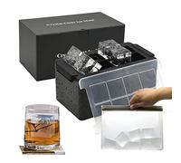 Bacs à glaçons transparents - Machine à glaçons géante de 2 pouces, 8 grands glaçons transparents pour whisky et cocktail, avec sac de rangement (cube) Moule à glaçons en silicone