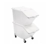 Bacs à ingrédients 30 L + couvercles + 4 roues - Lot de 2