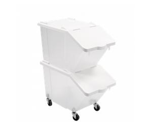 Bacs à ingrédients 30 L + couvercles + 4 roues - Lot de 2