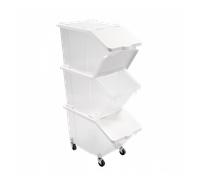 Bacs à ingrédients 30 L + couvercles + 4 roues - Lot de 3