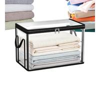 Bacs À Livres - Rangement Transparent Étanche Avec Poignées Et Couvercles, Boîte Empilable, Construction En Plastique Transparent Durable, Système De Fermeture À Pression Sécurisé | Poubelle À Vêtemen