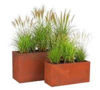 Bacs à plantes, jardinières rectangulaires, bacs à fleurs, lot 2 aspect rouillé