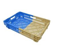Bacs de rangement ajourés 22L & 34L - Plastique résistant - Gerbables & emboîtables - Bleu-beige - Format 60x40 cm -Stockage de fruits/légumes - caisse de stockage (600 x 400 x 127 mm)