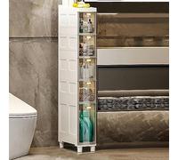 Bacs de rangement empilables - Armoire haute et étroite avec tiroirs et roulettes en plastique, solution de rangement peu encombrante pour salle de bain