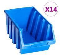 Bacs de Rangement Empilables Boîtes à Outils 14 pcs Bleu Plastique vidaXL