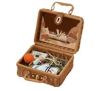 Bacs De Rangement En Osier Tissé - Bambou 40 G, Panier De Rangement Tissé, Boîte De Tissage Faite À La Main, Pochette De Range-ment Décorative, Bambou Naturel Avec Poignée | Fournitures De Fête D'anni