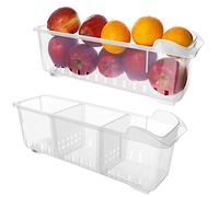 Bacs de Rangement Frigo (2Pack) - Congélateur Bacs Conteneurs Empilables (40cmx12cmx12cm) - Réfrigérateur Boîte Ranger Légumes Fruits Lait Fromages Bouteille de Vin, d’Eau et Soda, Transparentes