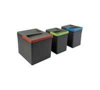 Bacs de tri pour tiroir de cuisine Recycle 1 bac de 12 litres et 2 bacs de 6 litres